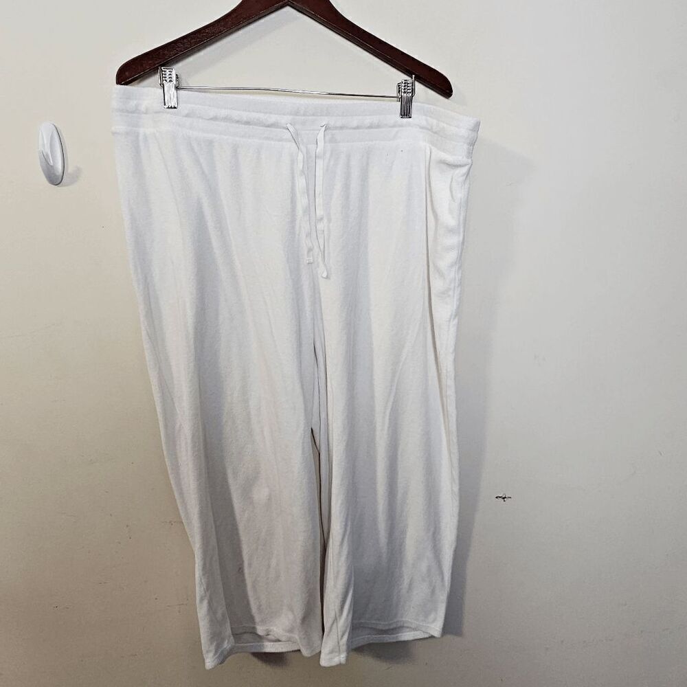 Pure Jill Terry Cloth Cotton Blend Pull on Cropped Pants Womens White Size 2X
